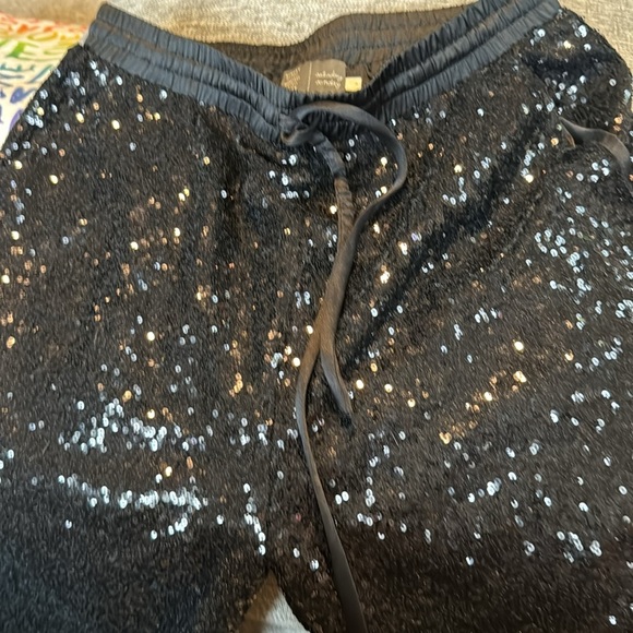 Anthropologie Saturday Sunday Black Sequin Joggers Size Medium - Picture 5 of 12